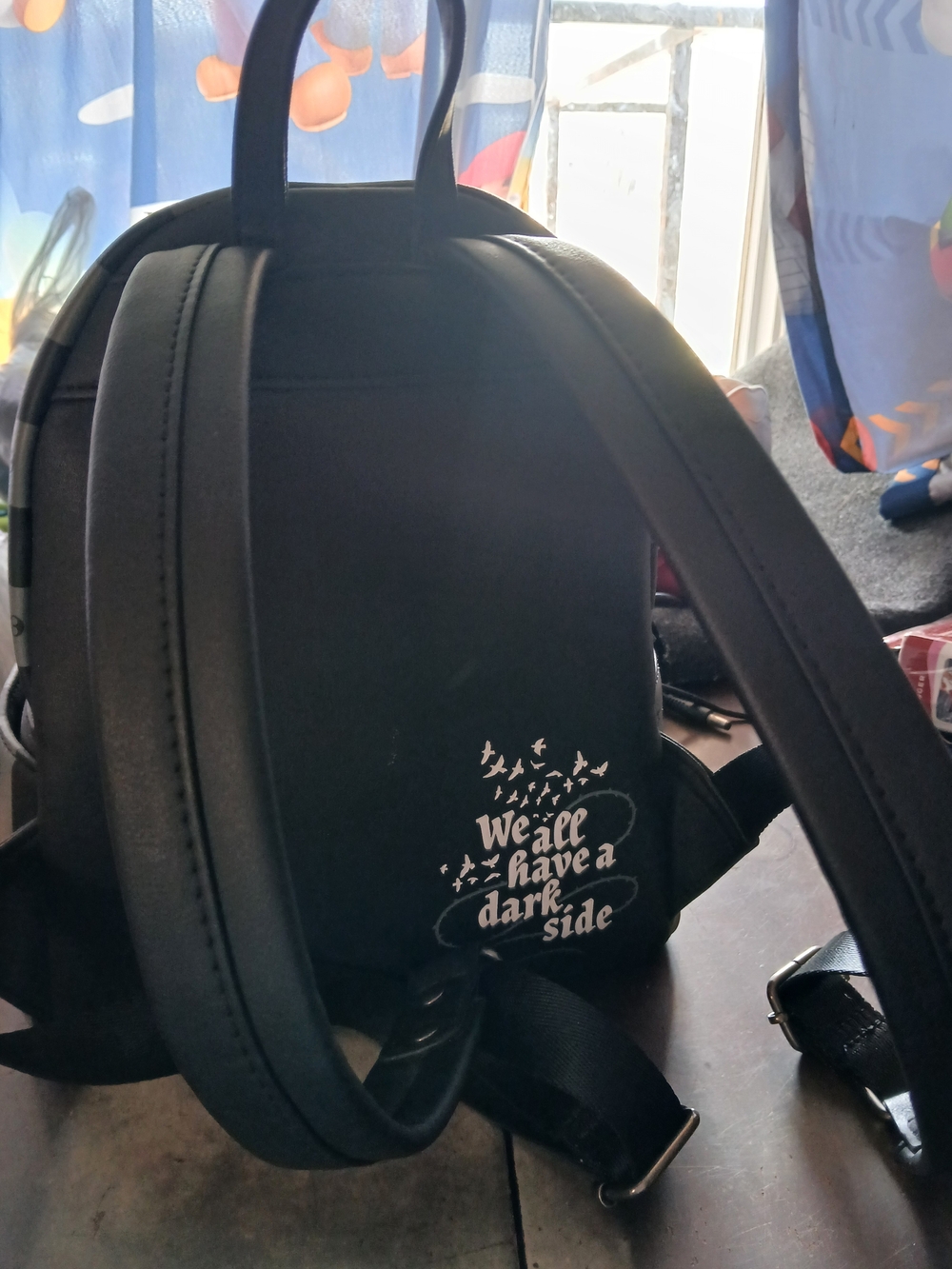 Wednesday Addams Loungefly Mini Backpack with Multicolor Web - Picture 6 of 6